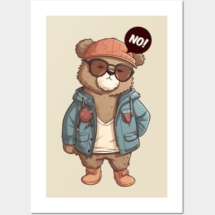 A cute teddy bear wearing street fashion Posters and Art